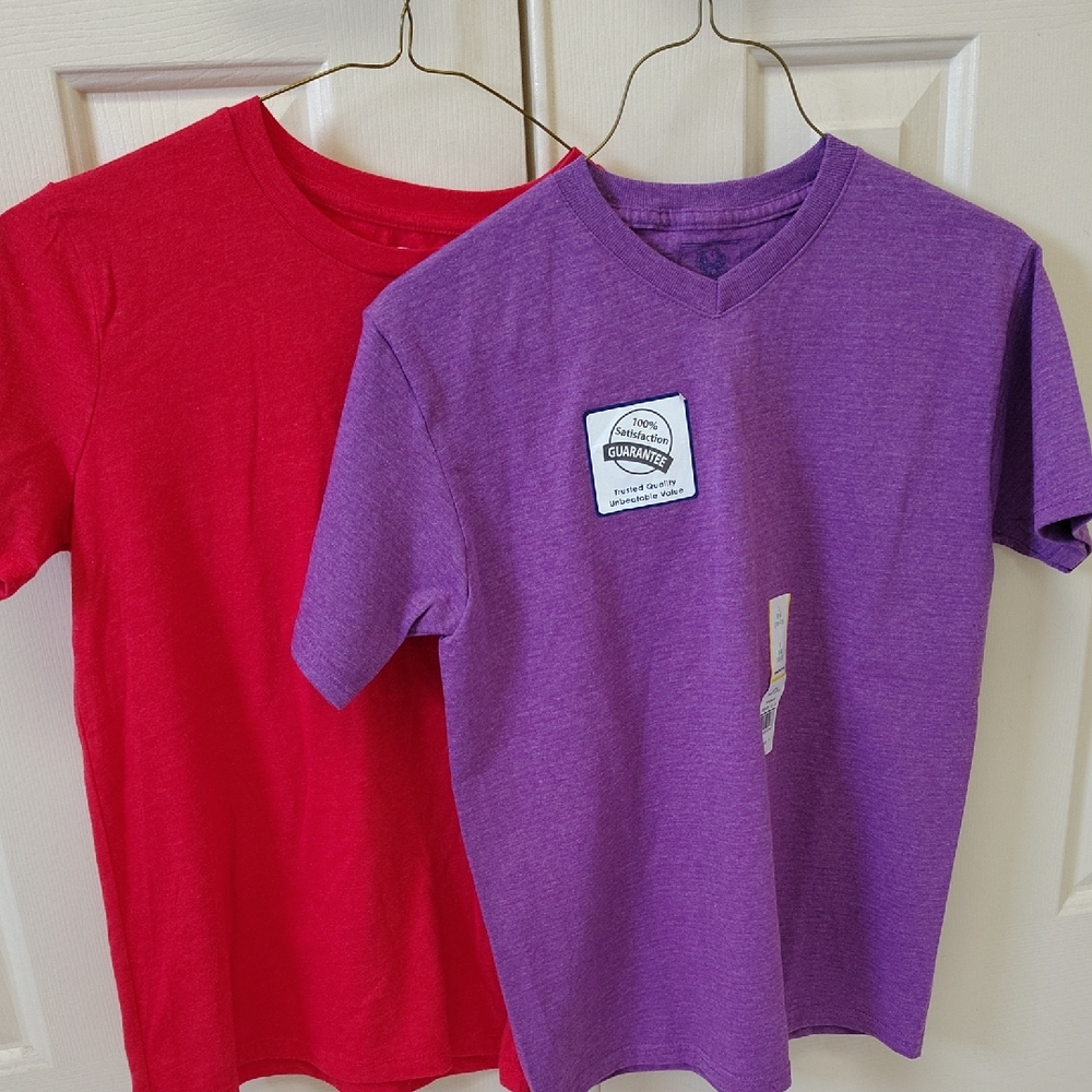 Boy's Old Navy Red and Fruit of the Loom Purple Tees